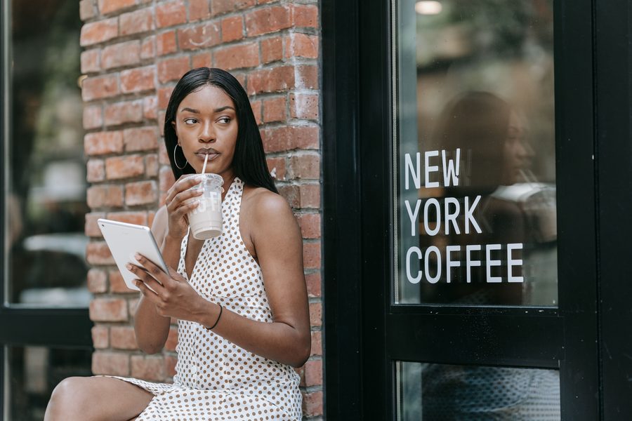 Coffee to go outside a cafe