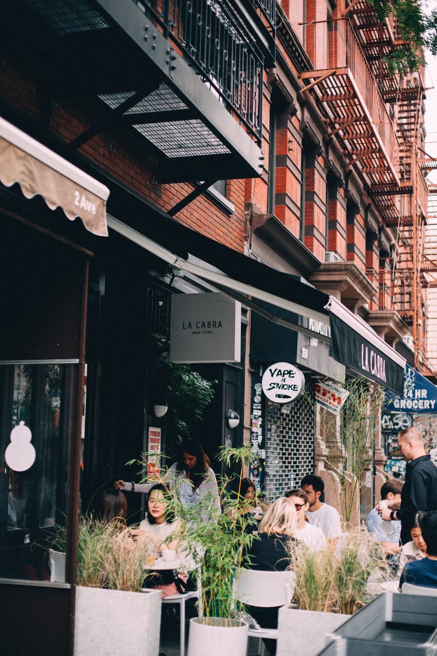 Cafe storefront with outdoor seating
